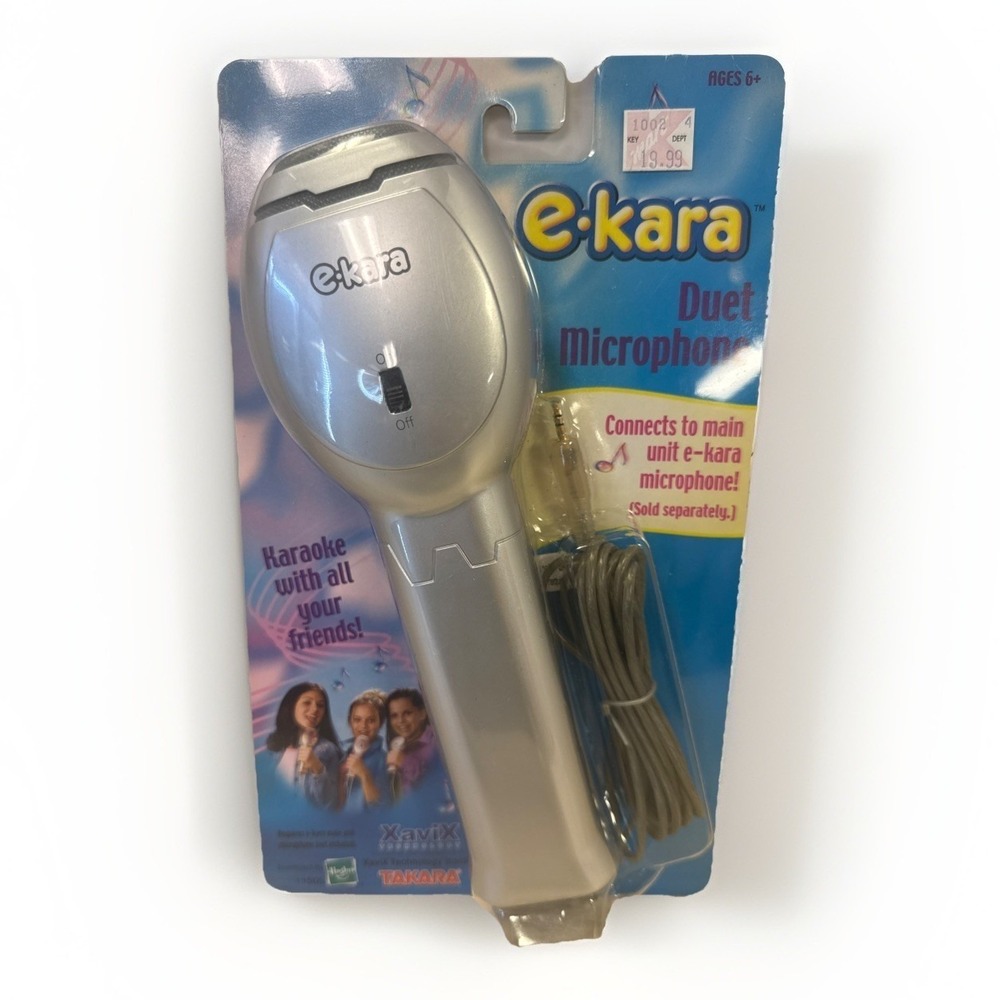 Hasbro Takara e-kara Duet Microphone Silver Vintage 2000 XaviX Karaoke Toy 11505